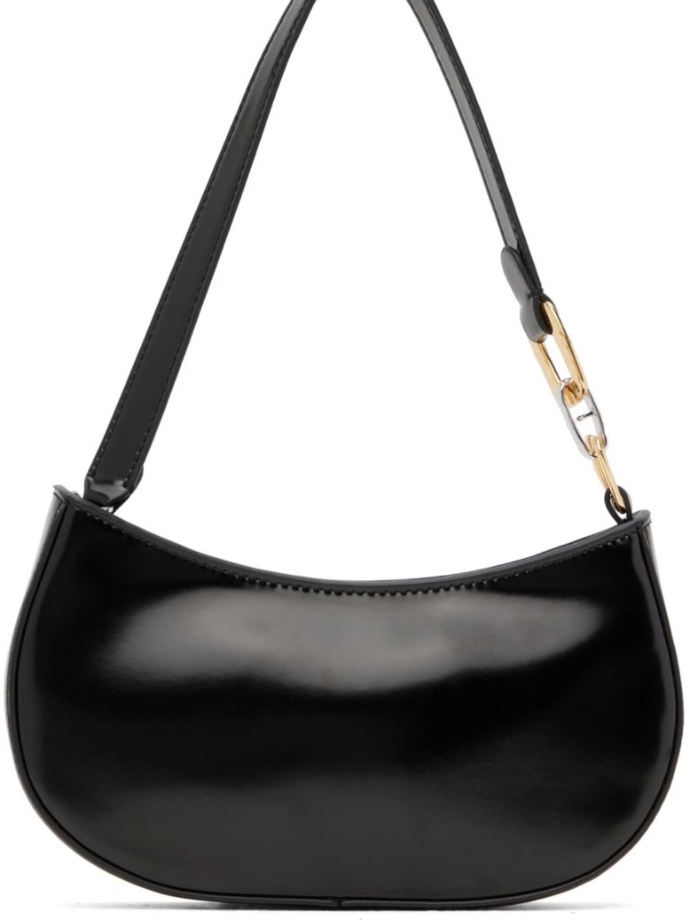 STAUD Brady Black Leather Shoulder Bag Gold Hardware NWT